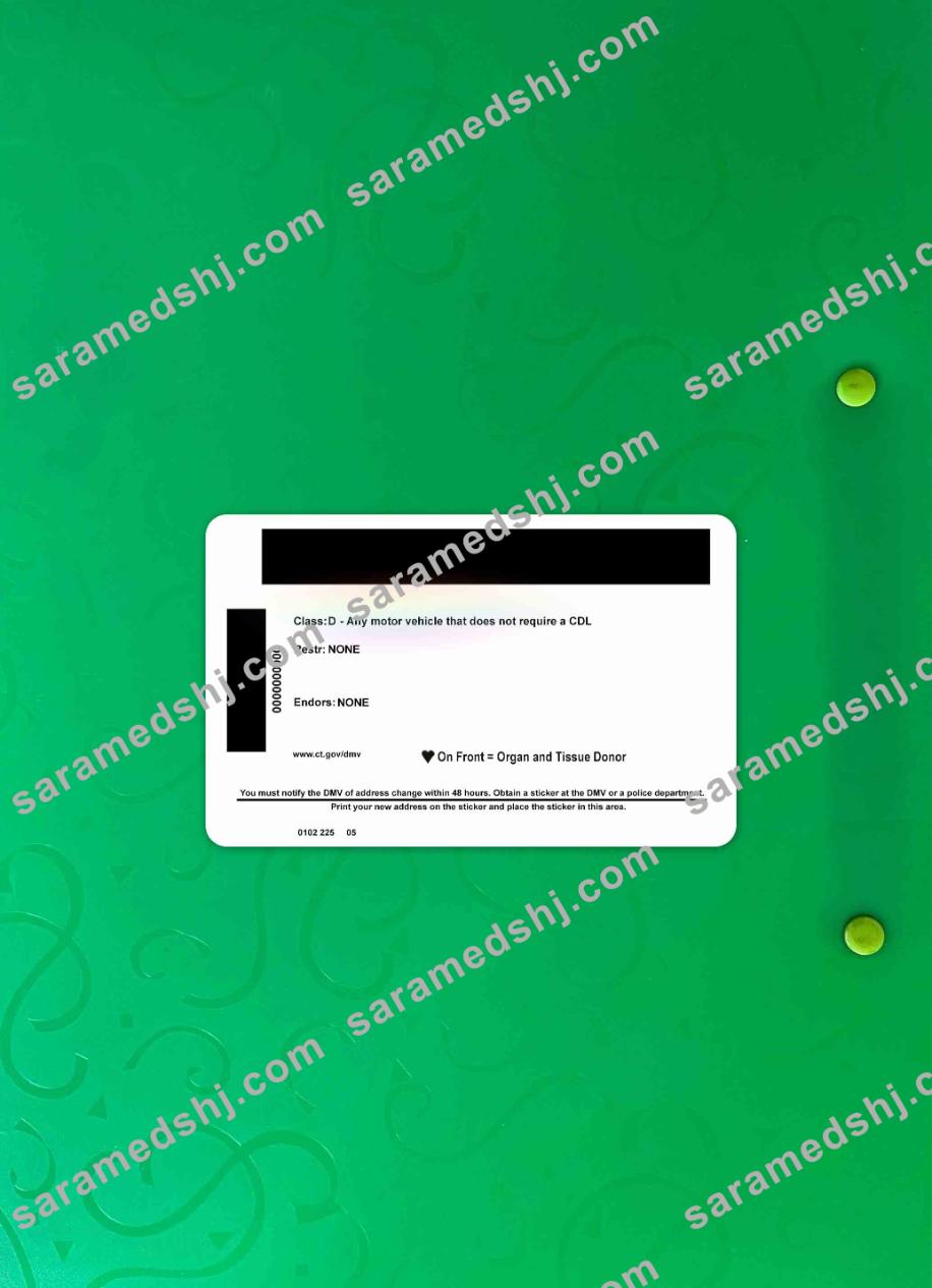USA Connecticut driving license under 21 photolook BACK